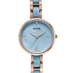 Sonata Wedding Edit Quartz Analog Blue Dial Stainless Steel with Acetate Strap Watch for Women